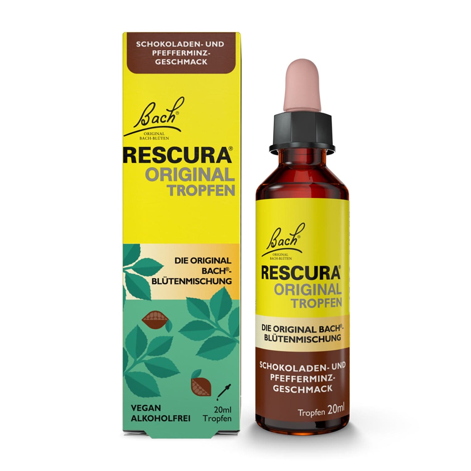 Rescue Remedy 20ml Bach RESCURA® Chocolate Peppermint Drops Alcohol Free