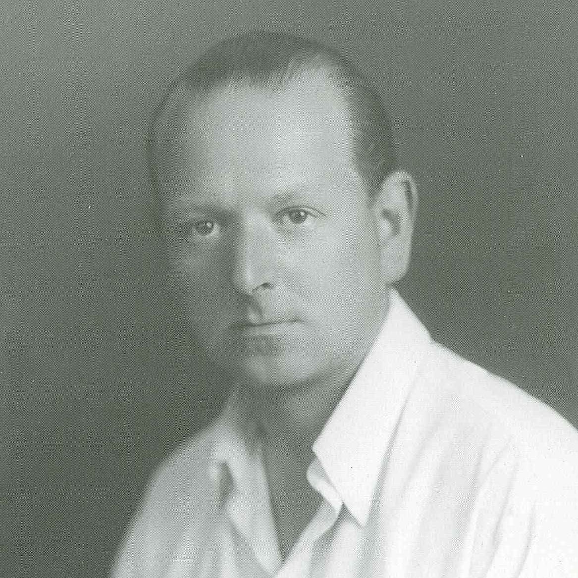 Portrait of Dr Bach a medical doctor, homeopath and bacteriologist who founded and developed Bach Original Flower Remedies for emotional wellbeing