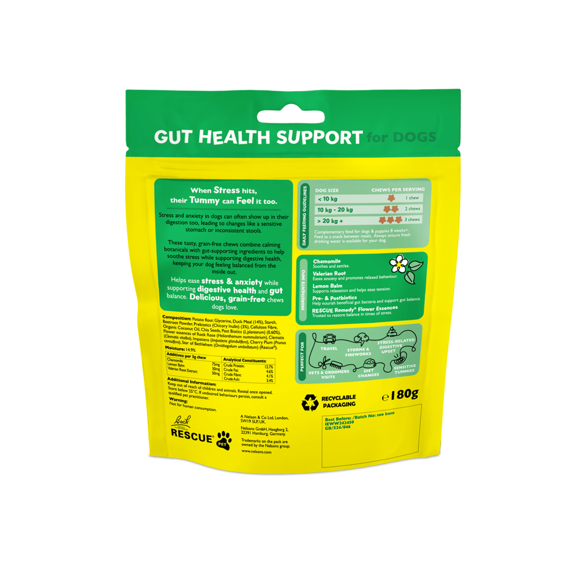 Rescue Pets 60 Chews RESCUE® Pet Calm + Gut Soft Chews for Dogs