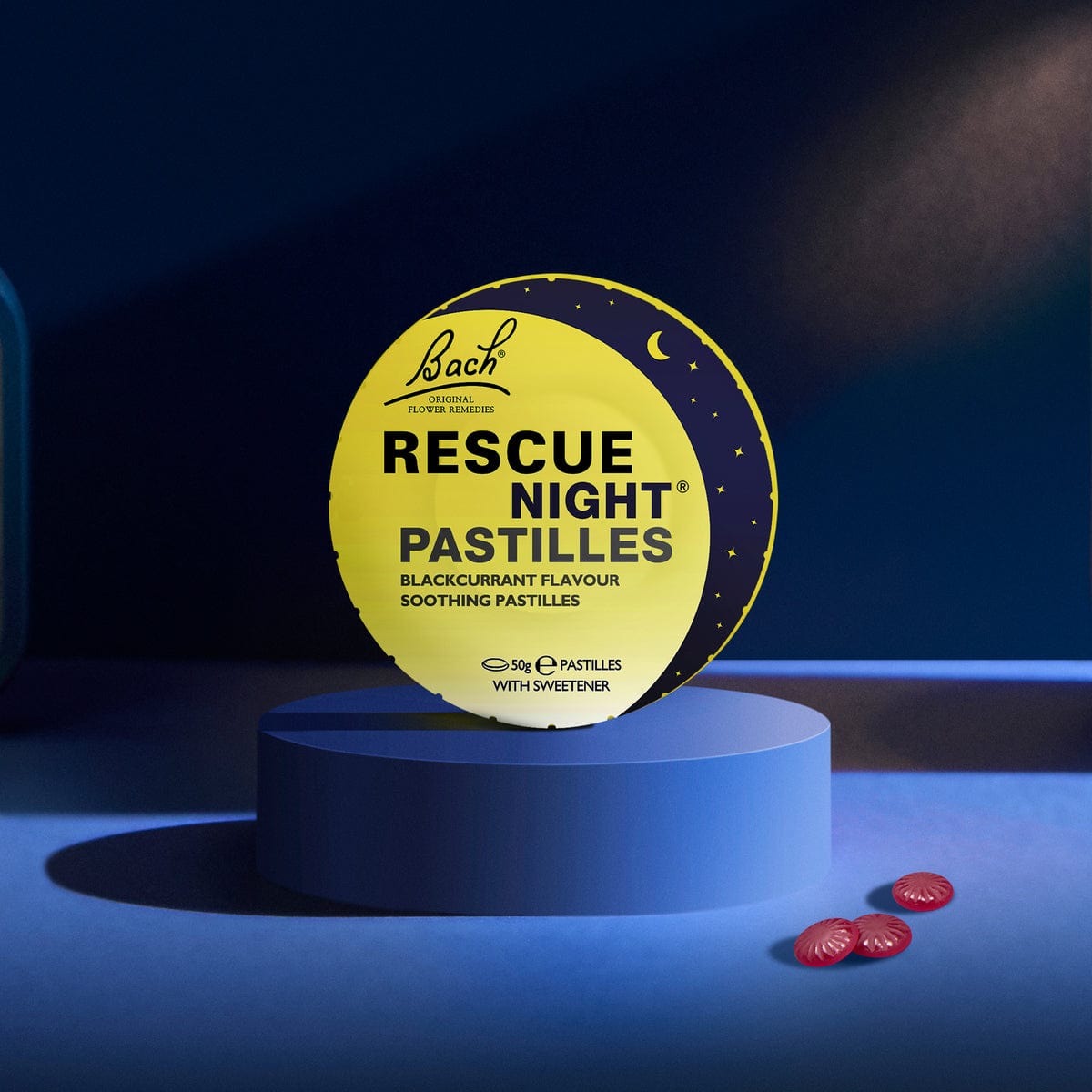 Rescue UK Night Pastilles Displayed on Table Stand