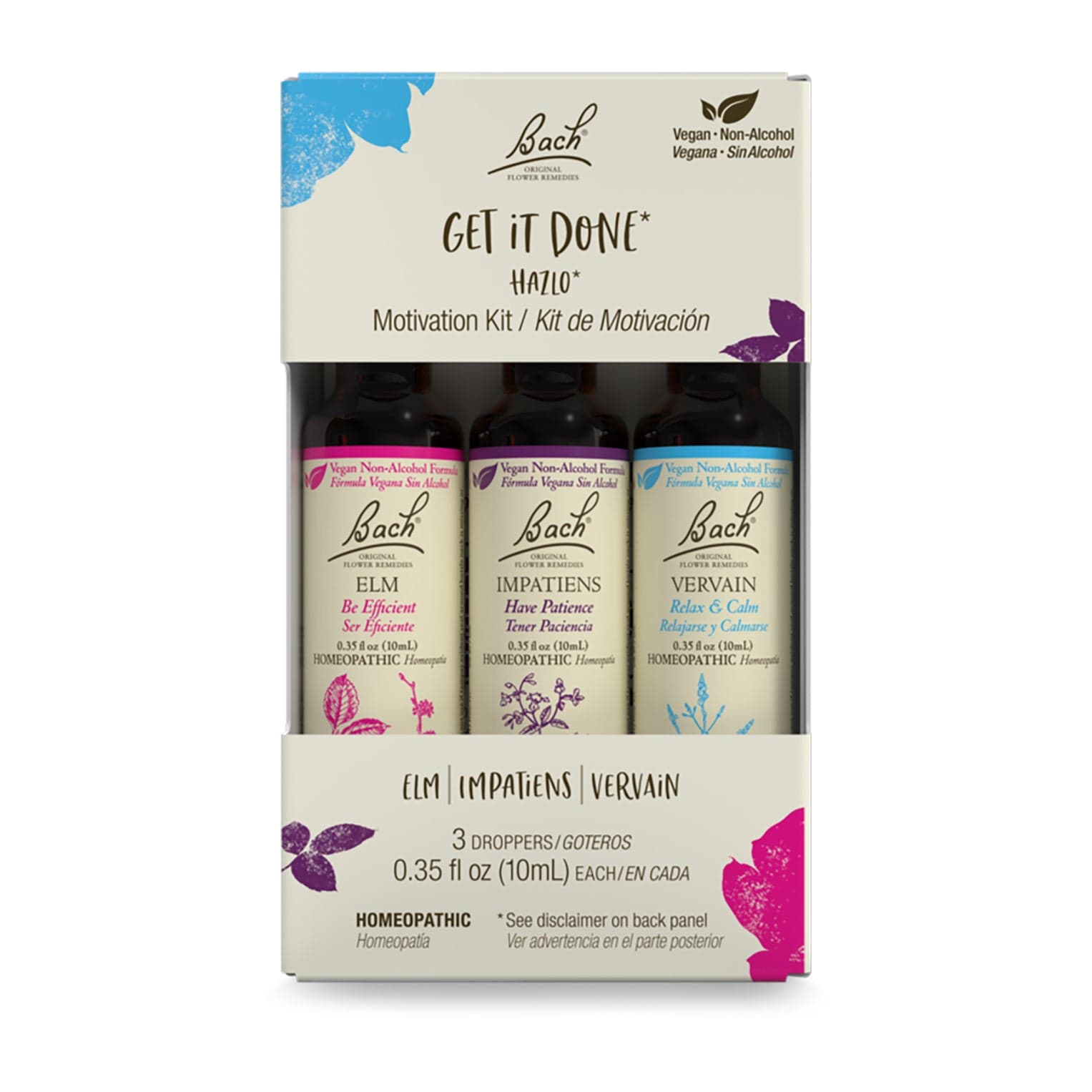 Bach Flower Remedy 3 x 10ml Bach Get It Done Kit (Non-Alcohol Formula)