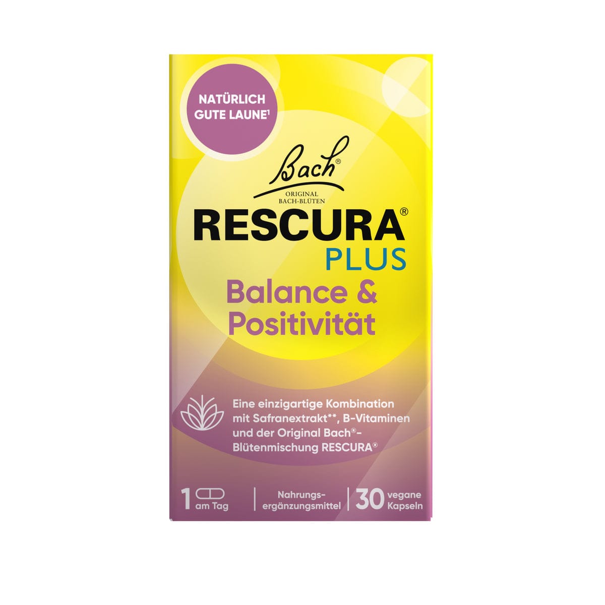 Rescue Remedy 30 Kapseln Bach RESCURA®️ PLUS Balance & Positivität Kapseln 30 Stück