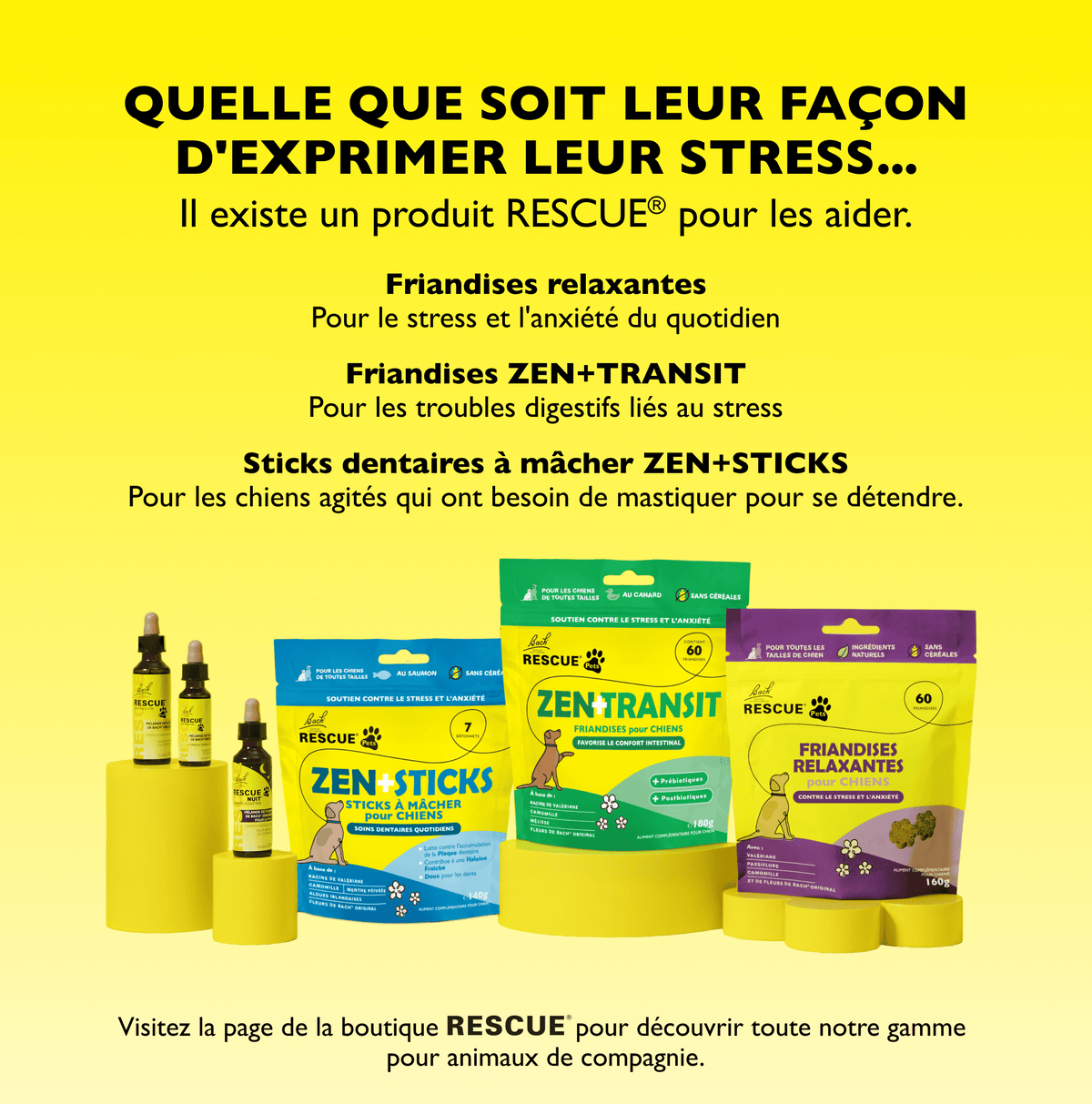 Rescue Pets 60 friandises Friandises tendres pour chiens RESCUE® Pets Zen + Transit